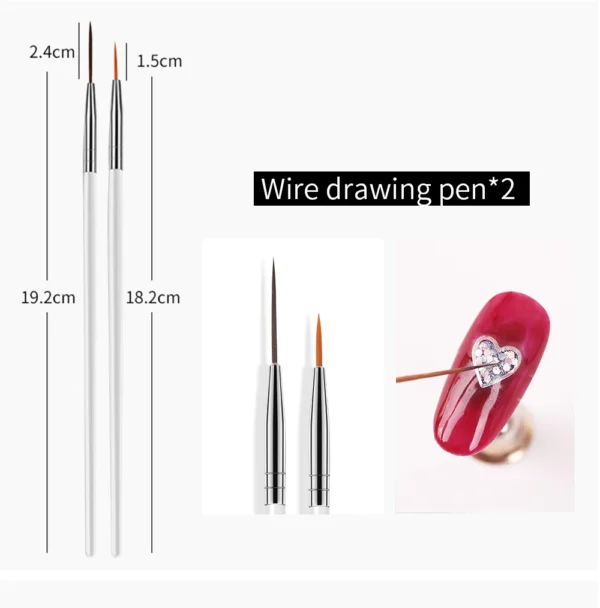 Professional Nail Art Brush Set - 15 Pieces - Image 5