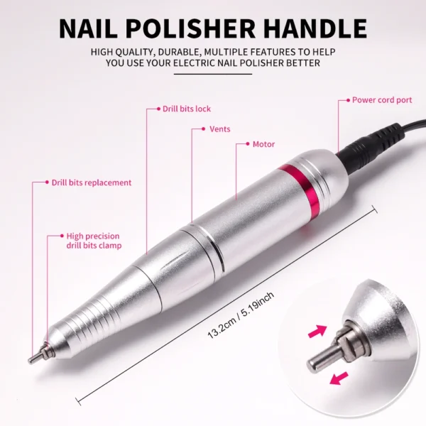 Professional Electric Nail Drill - 45000 RPM with Base Station - Image 5