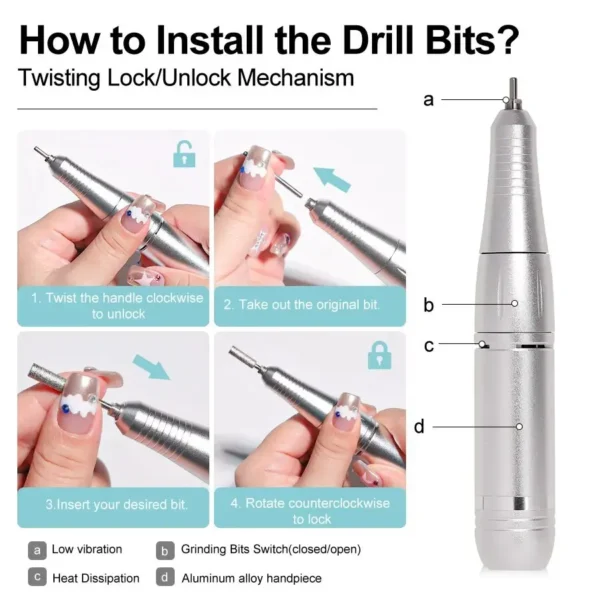 Professional Electric Nail Drill - 45000 RPM - Image 4