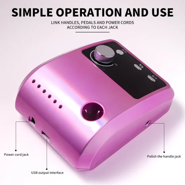 Professional Electric Nail Drill - 45000 RPM with Base Station - Image 4