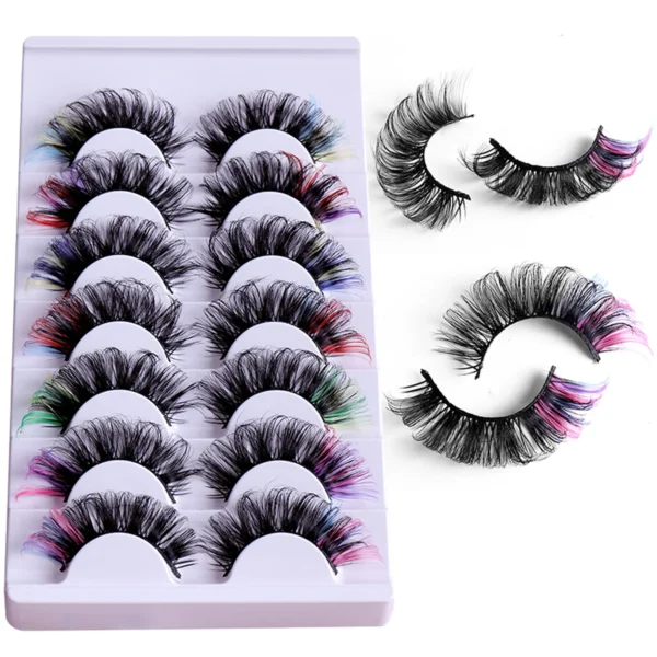 Colored Mink False Eyelashes Set – 7 Pairs Dramatic Volume - Image 4