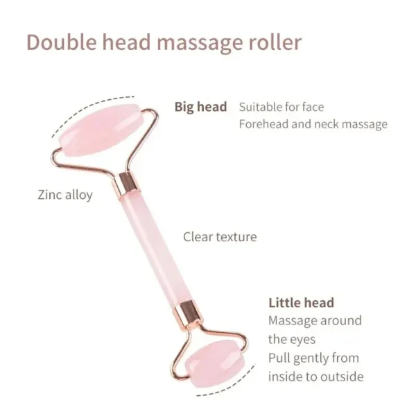 Dual-End Pink Quartz Facial Massage Roller - Image 2
