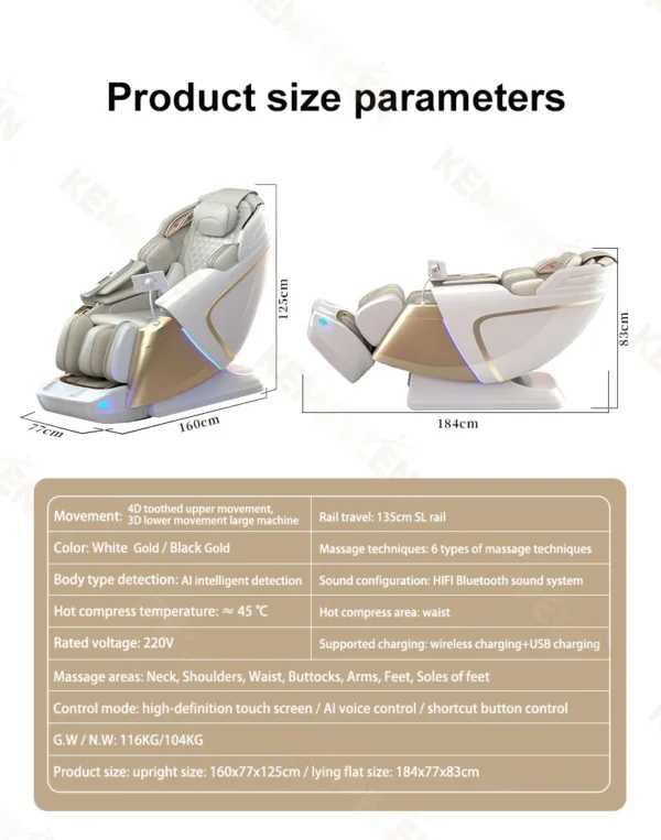 Zero Gravity 4D Massage Chair with Thai Stretch Function - Image 36
