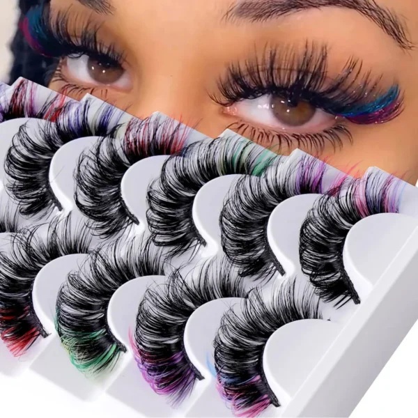Colored Mink False Eyelashes Set – 7 Pairs Dramatic Volume - Image 2