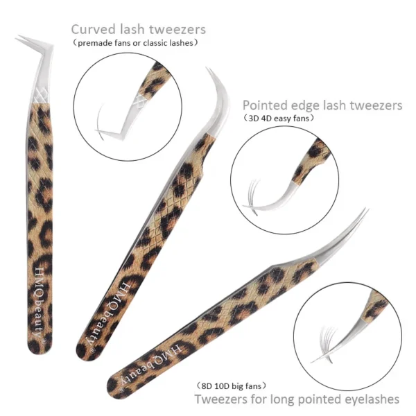 Leopard Print Stainless Steel Eyelash Tweezers - Image 2