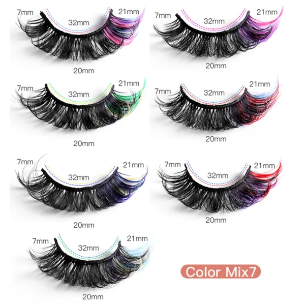 Colored Mink False Eyelashes Set – 7 Pairs Dramatic Volume - Image 3