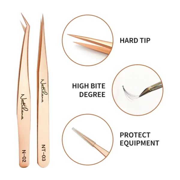 NATUHANA Professional Eyelash Extension Tweezers - Image 2