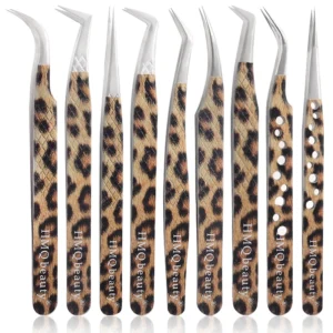 Leopard Print Stainless Steel Eyelash Tweezers