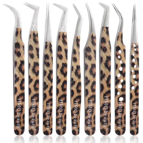Leopard Print Stainless Steel Eyelash Tweezers