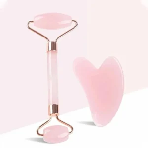 Dual-End Pink Quartz Facial Massage Roller