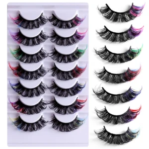 Colored Mink False Eyelashes Set – 7 Pairs Dramatic Volume