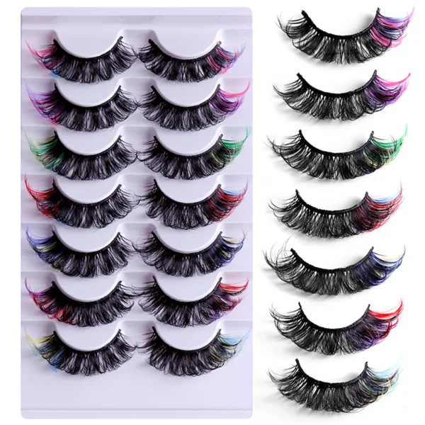 Colored Mink False Eyelashes Set – 7 Pairs Dramatic Volume
