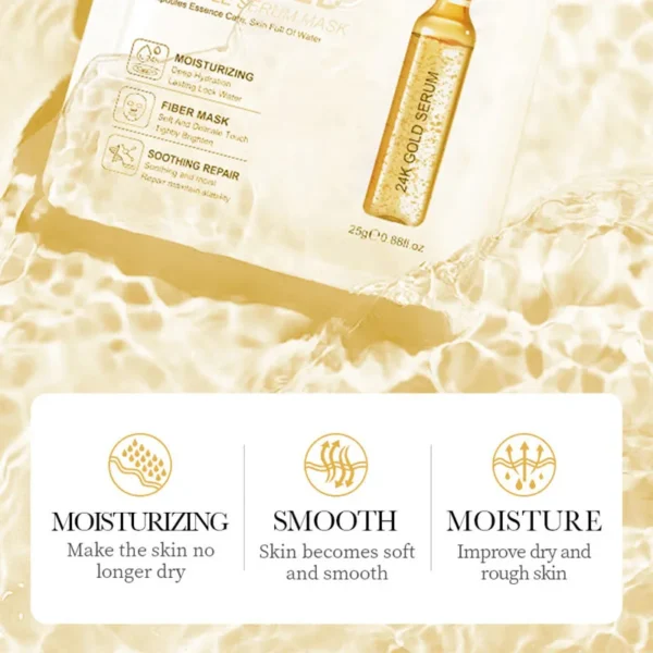 24K Gold & Vitamin C Hydrating Facial Masks - 10 Pieces - Image 4