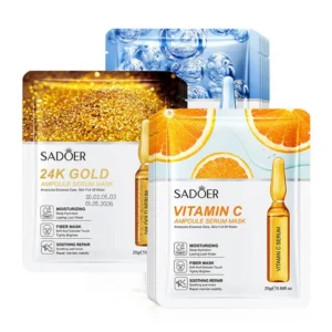 24K Gold & Vitamin C Hydrating Facial Masks - 10 Pieces
