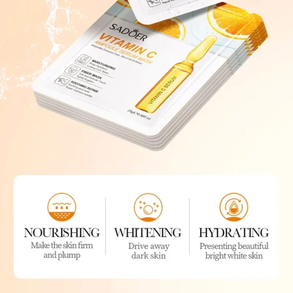 24K Gold & Vitamin C Hydrating Facial Masks - 10 Pieces - Image 5